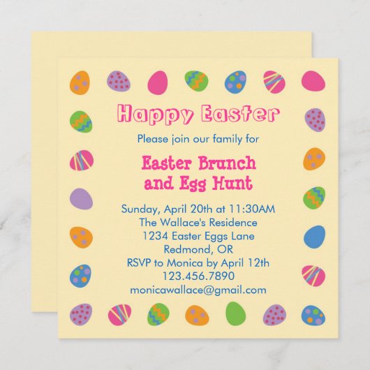 イースターエッグ縁ど招待状 招待状 (正面/裏面)