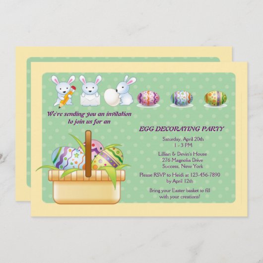 イースターエッグ飾パーティの招待状 招待状 (正面/裏面)