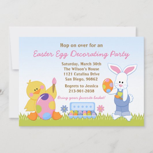イースターエッグ飾パーティの招待状 招待状 (正面)