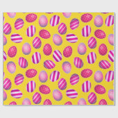 イースターエッグ黄色とピンクのパターン ラッピングペーパー (フラット)