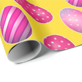 イースターエッグ黄色とピンクのパターン ラッピングペーパー (ロールコーナー)