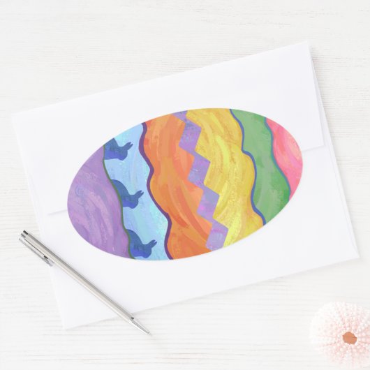 イースターエッグ2シール 楕円形シール (封筒)