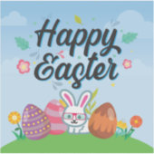 イースターエッグ うさぎ 花 シール (正面)
