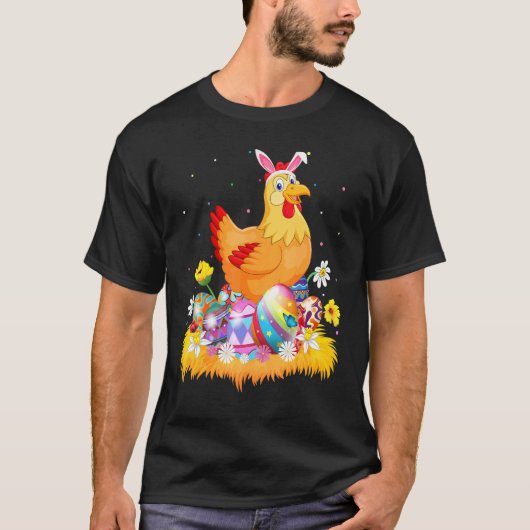 イースターエッグ かわいいニワトリ イースターの日曜日 Tシャツ (正面)
