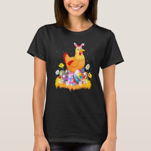イースターエッグ かわいい ニワトリ 鳥 イースターの日曜日 Tシャツ (正面)