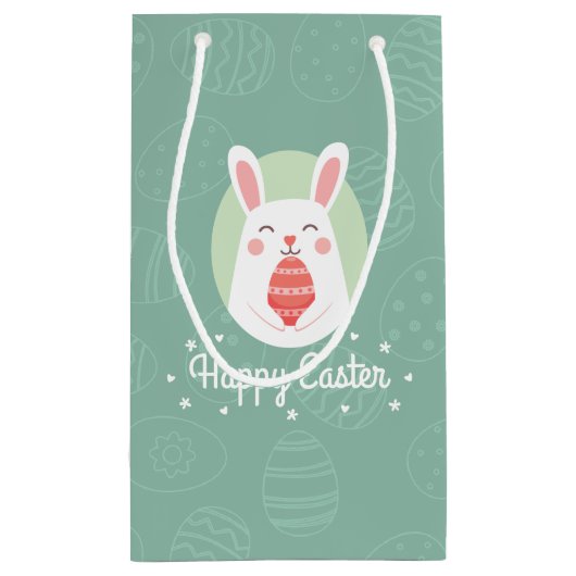 イースターエッグ|のギフトバッグが付いているかわいいバニー スモールペーパーバッグ (裏面)