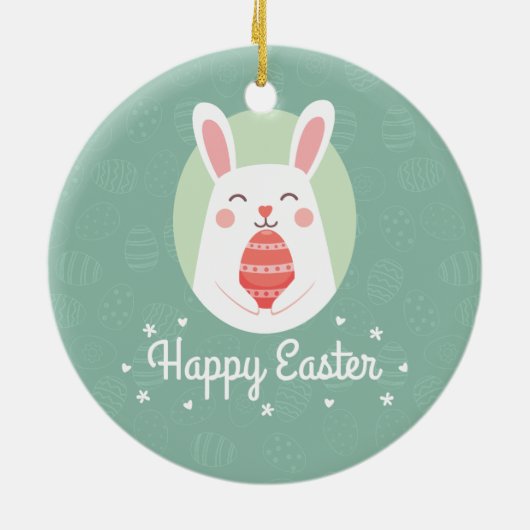 イースターエッグ|の陶磁器のオーナメントが付いているかわいいバニー セラミックオーナメント (裏面)