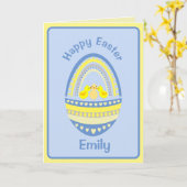 イースターエッグ＆ひよこ 折りたたみグリーティングカード カード (黄色い花)