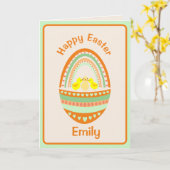 イースターエッグ＆ひよこ 折りたたみグリーティングカード カード (黄色い花)
