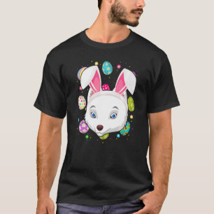 イースターエッグ ウサギの耳 アークティックフォックスの顔 イースターディ Tシャツ
