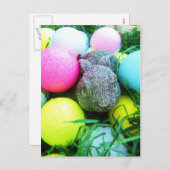 イースターエッグ，ウサギ，ゴルフボール シーズンポストカード (正面/裏面)