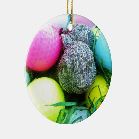 イースターエッグ,ウサギ,ゴルフボール セラミックオーナメント (右)