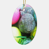 イースターエッグ，ウサギ，ゴルフボール セラミックオーナメント (左)