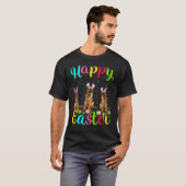 イースターエッグ ウサギ ドイツ牧羊犬 幸せなイースター Tシャツ (正面フル)