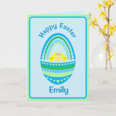 イースターエッグ＆チキン折り紙グリーティングカード カード (黄色い花)