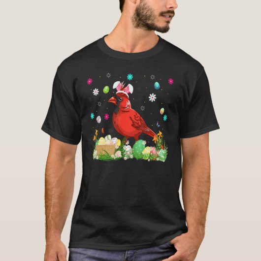 イースターエッグ ノーザンカーディナル バード イースター日曜日 Tシャツ (正面)