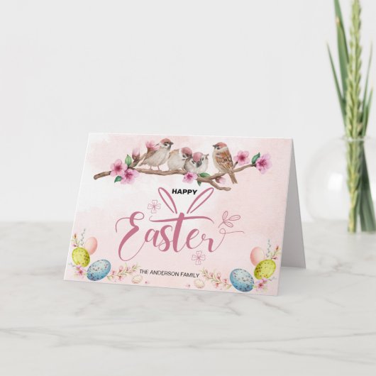 イースターエッグ&バードハッピーイースター シーズンカード (正面)