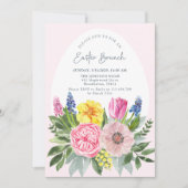 イースターエッグ、ピンク、フローラブランチ招待状 招待状 (正面)