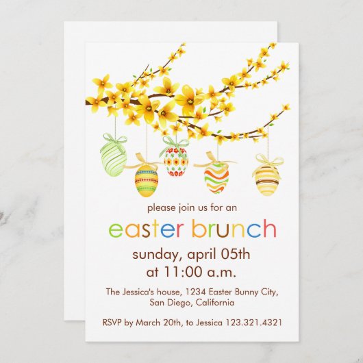 イースターエッグ、フォーシンシアブランチイースター招待状 招待状 (正面/裏面)