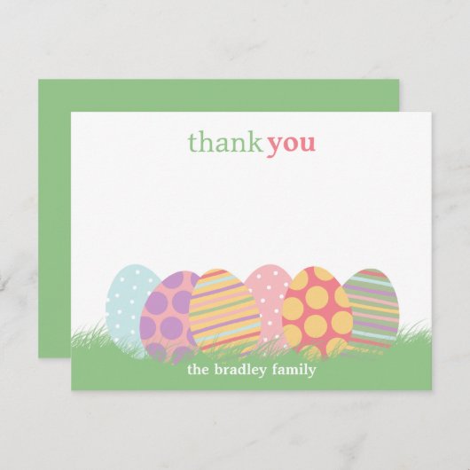 イースターエッグ フラット ありがとうカード または メッセージカード ノートカード (正面/裏面)
