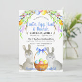 イースターエッグ、ブンニー、春の花ブルーブランチ 招待状 (スタンド正面)