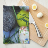 イースターエッグ、ラビットゴルフボール キッチンタオル (四つ折り)