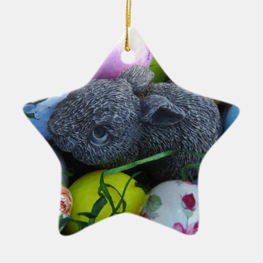 イースターエッグ、ラビットゴルフボール セラミックオーナメント (正面)