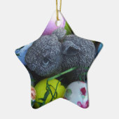 イースターエッグ、ラビットゴルフボール セラミックオーナメント (左)