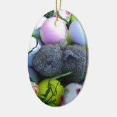 イースターエッグ、ラビットゴルフボール セラミックオーナメント (左)