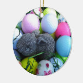 イースターエッグ、ラビットゴルフボール セラミックオーナメント (左)