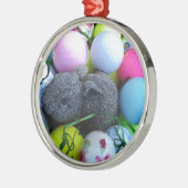 イースターエッグ、ラビットゴルフボール メタルオーナメント (左)