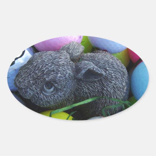 イースターエッグ、ラビットゴルフボール 楕円形シール (正面)