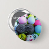 イースターエッグ、ラビットゴルフボール 缶バッジ (正面&裏面)