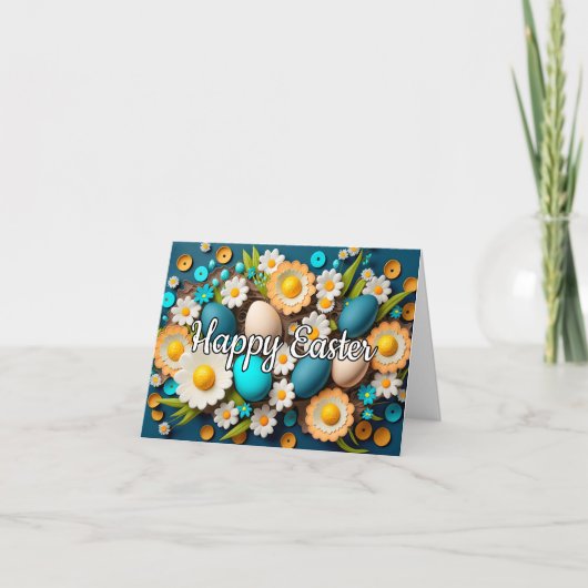 イースターエッグ&春の花コラージュ シーズンカード (正面)
