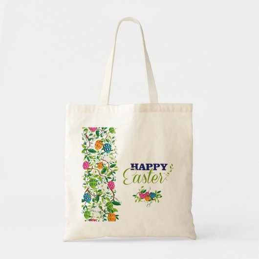 イースターエッグ&春の花デザイン トートバッグ (正面)