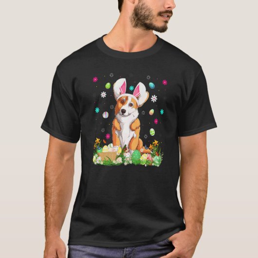 イースターエッグ 楽しいウェルシュコーギードッグ イースターの日曜日 Tシャツ (正面)