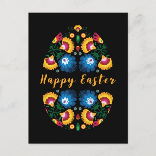 イースターエッグ – 民俗的モチーフのピサンカ ポストカード (正面)