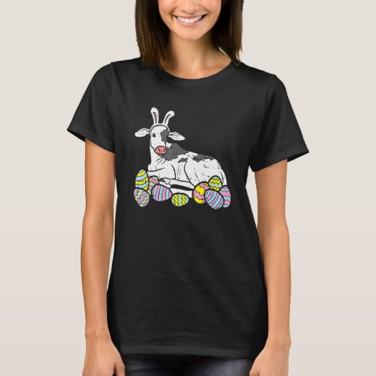 イースターエッグ 牛 うさぎ イースター Tシャツ (正面)
