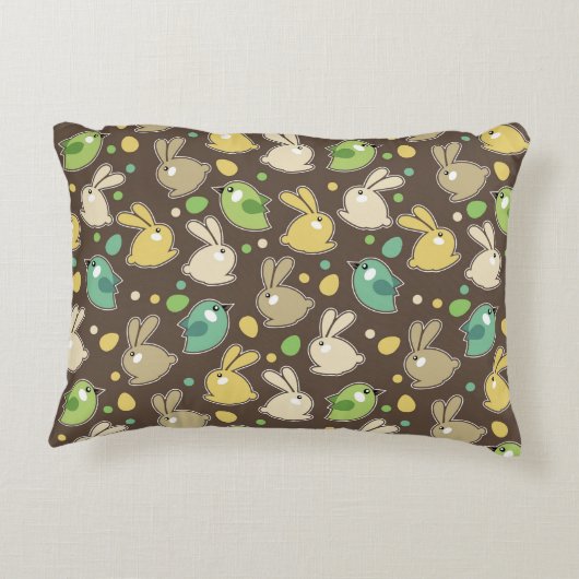 イースターエッグ、鳥が付いている春パターン アクセントクッション (裏面)