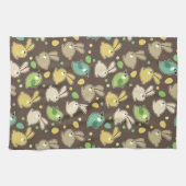 イースターエッグ、鳥が付いている春パターン キッチンタオル (横)