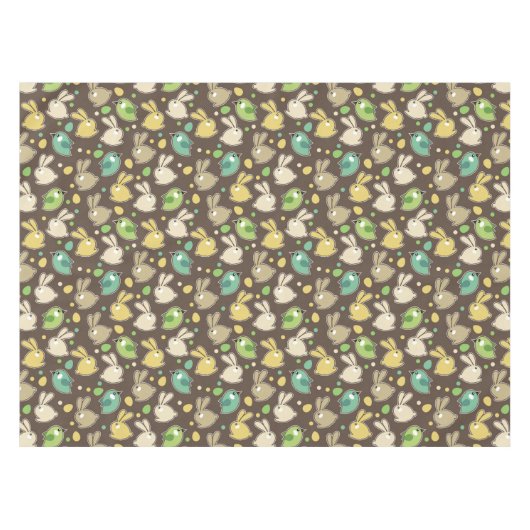 イースターエッグ、鳥が付いている春パターン テーブルクロス (正面(横))