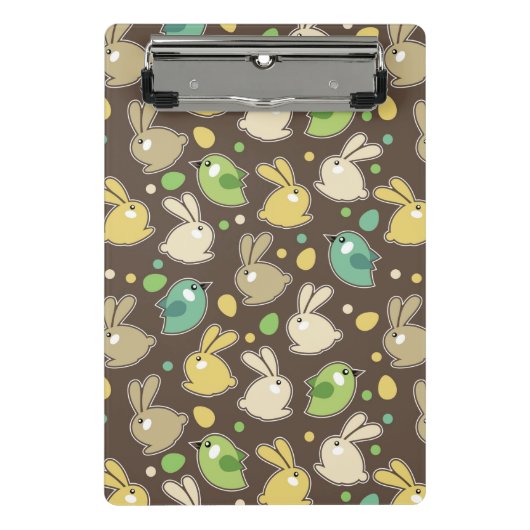 イースターエッグ、鳥が付いている春パターン ミニクリップボード (正面)