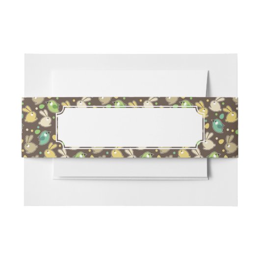 イースターエッグ、鳥が付いている春パターン 招待状ベリーバンド (正面例)