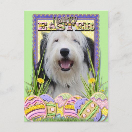 イースターエッグCookie – オールド・イングリッシュ・シープドッグ シーズンポストカード (正面)