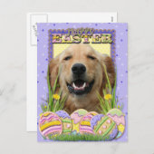 イースターエッグCookie – ゴールデンレトリバー シーズンポストカード (正面/裏面)