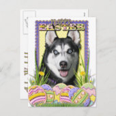 イースターエッグCookie – シベリアのハスキー シーズンポストカード (正面/裏面)