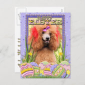 イースターエッグCookie – プードル – 赤 シーズンポストカード (正面/裏面)