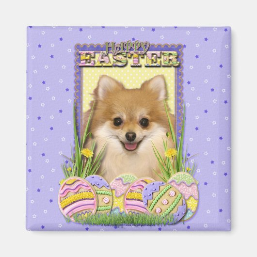 イースターエッグCookie -ポメラニア犬 マグネット (正面)