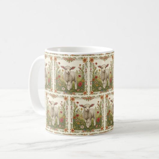 イースターエレガンス：ラムをテーマにしたSips 🌸🍵 コーヒーマグカップ (正面左)