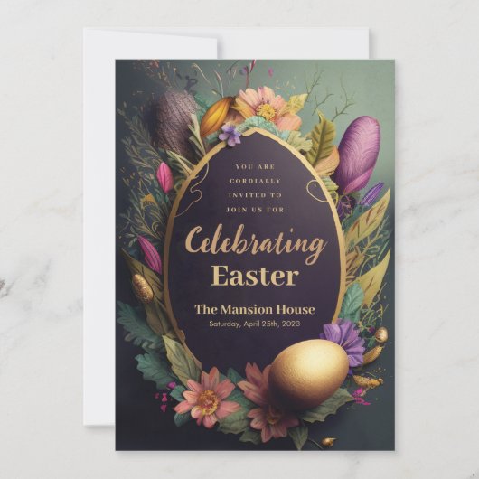 イースターエレガントお祝い招待状 招待状 (正面)